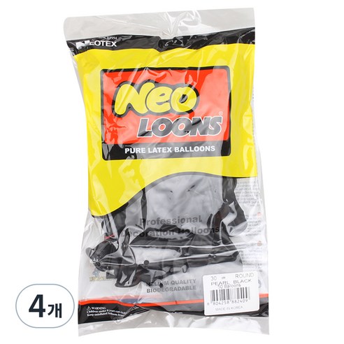 네오룬스 30cm 라운드풍선 50p, 펄 블랙, 4개