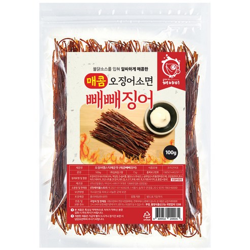 해야미 매콤 빼빼징어 오징어소면, 100g, 1개