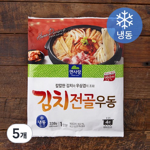 면사랑 김치전골 우동 1인분 (냉동), 338g, 5개