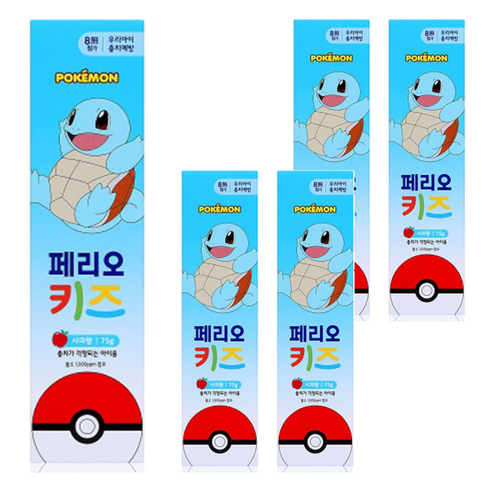페리오 키즈 포켓몬스터 치약 사과향, 75g, 5개