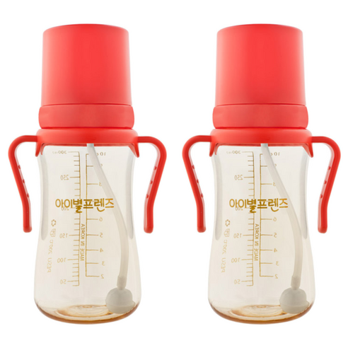 아이별프렌즈 국내 제조 PESU 빨대컵 300ml, 레드오렌지, 2개