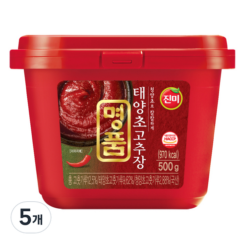 진미 명품 태양초 고추장, 500g, 5개
