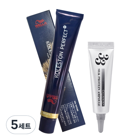 웰라 콜레스톤 퍼펙트 플러스 염모제 80g + 셀리본 33 실크 프로틴 앰플 12ml, 5세트, 6/96