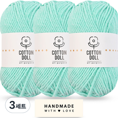 니뜨 코튼돌실 50g x 3p + 코튼 라벨 세트, 3세트, 28 파스텔아쿠아