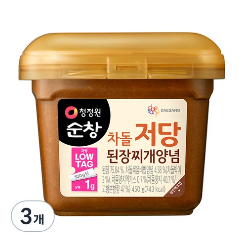 청정원 순창 차돌 저당 된장찌개양념, 450g, 3개