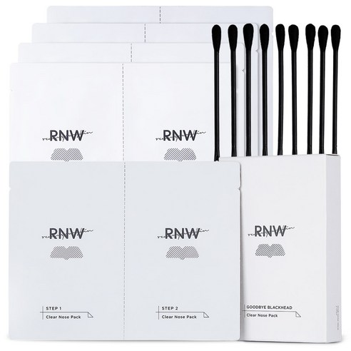 RNW 투스텝 클리어 노우즈 팩 step1 3g x 5p + step2 4g x 5p + 압출면봉 10p 세트, 1세트
