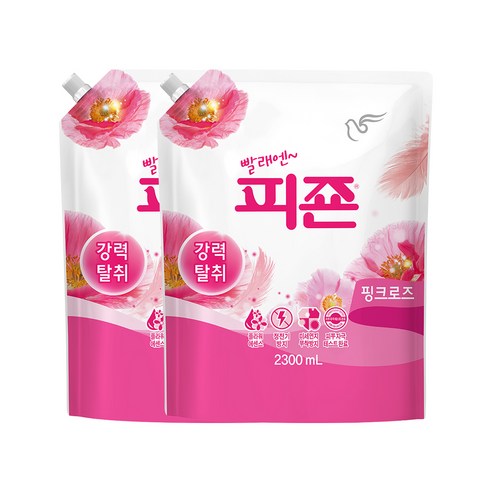 피죤 레귤러 섬유유연제 핑크로즈 리필, 2.3L, 2개