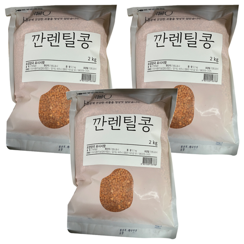 두보식품 바른곡물 깐렌틸콩, 2kg, 3개