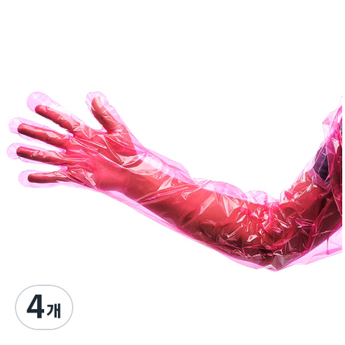 이모쿠비 손팔커버 위생장갑 레드 50p, 4개, 50개입