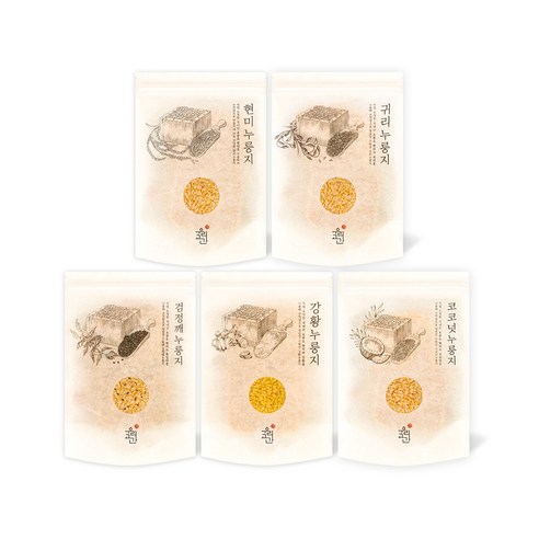 우리곡간 현미누룽지 120g + 귀리누룽지 120g + 검정깨누룽지 120g + 강황누룽지 120g + 코코넛누룽지 120g, 1세트