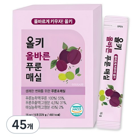 올키 올바른 푸룬매실 베리맛, 15g, 45개
