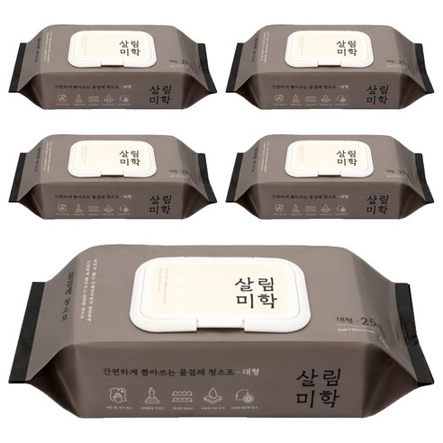 살림미학 물걸레 청소포 대형 25매, 5개