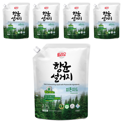 트리오 항균설거지 리필, 2.3L, 5개