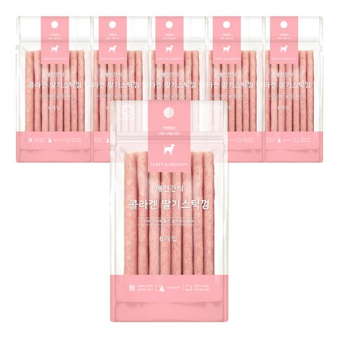 굿데이 애견간식 콜라겐 스틱껌 8p, 딸기맛, 40g, 6개