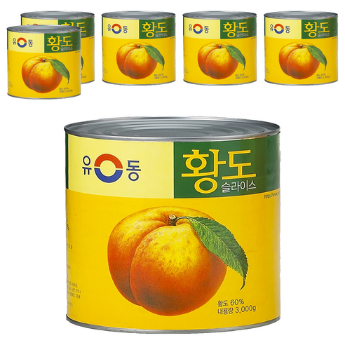 유동 황도 슬라이스 통조림, 3kg, 6개