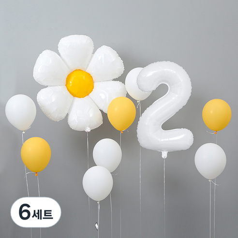 대형 데이지 숫자 풍선 세트 2, 랜덤발송(커링리본), 6세트