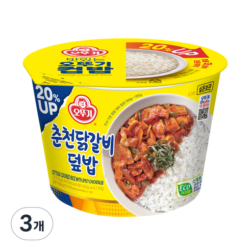 오뚜기 맛있는 컵밥 춘천닭갈비덮밥, 310g, 3개