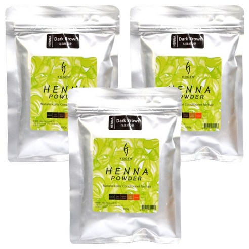 코겐 헤나파우더 염색약 100g, 다크브라운, 3개