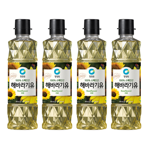 청정원 해바라기유, 500ml, 4개