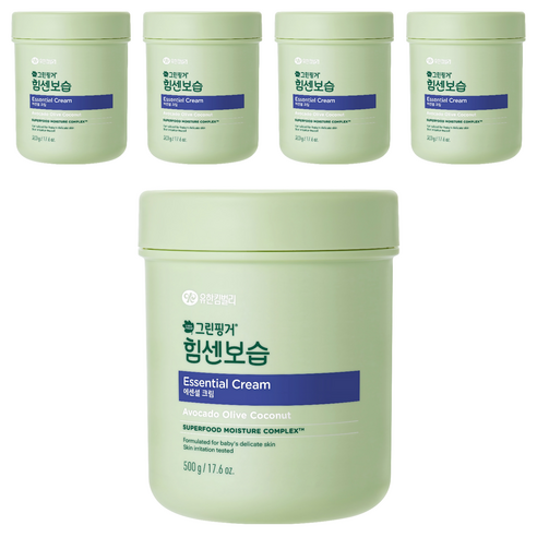 그린핑거 힘센보습 대용량 영유아 에센셜 크림 오렌지그린티향, 500g, 5개