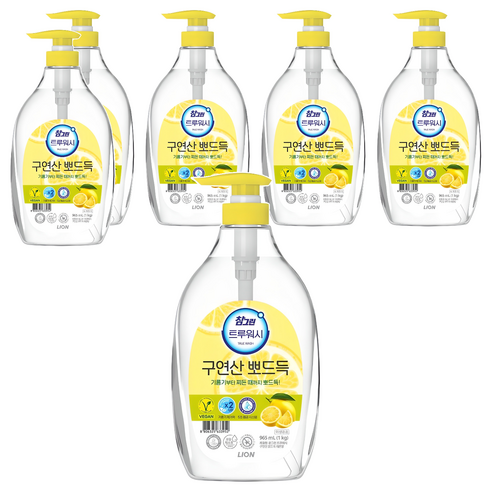 참그린 트루워시 구연산 뽀드득 주방세제 레몬향, 1kg, 6개