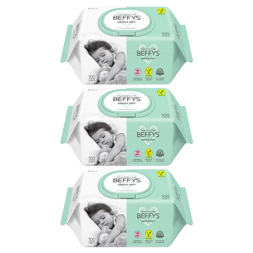 베피스 아동용 젠틀 소프트 물티슈 캡형, 60g, 100매, 3개