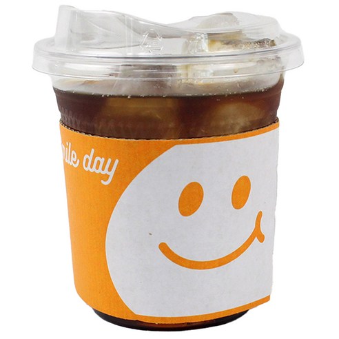 아이엔피 92파이 PET 아이스 투명컵 + 드링킹리드 + 스마일 옐로 홀더 세트, 360ml, 50개, 1세트