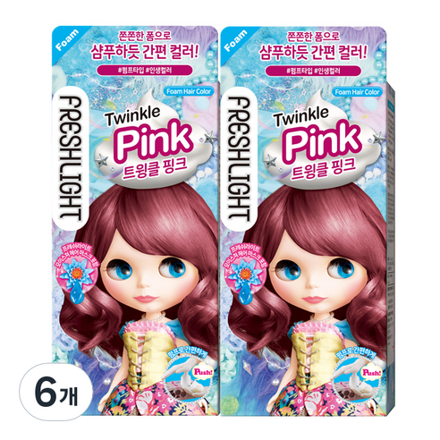 프레쉬라이트 폼 헤어컬러 염모제, 트윙클핑크, 6개