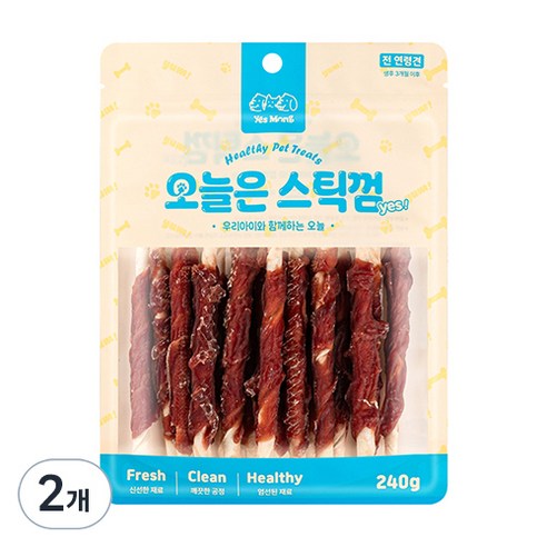 예스몽 강아지 오늘은 스틱껌 간식, 2개, 240g, 오리