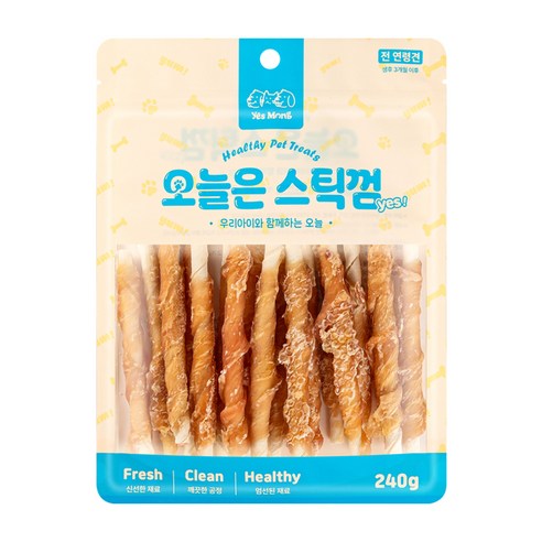 예스몽 강아지 오늘은 스틱껌 덴탈껌, 닭가슴살말이, 240g, 1개