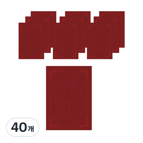 다니엘문구 매직패브릭 끼움식 종이 상장 케이스 무지 A4 220g, 적색, 40개