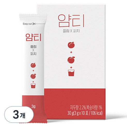 얌티 플럼 피치 음료분말, 3g, 10개입, 3개