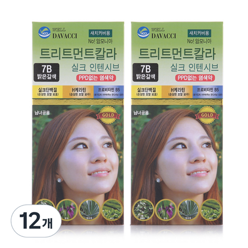 다바찌 실크 트리트먼트 헤어염모제, 7B 밝은 갈색, 12개