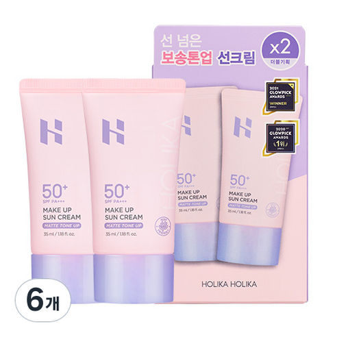 홀리카홀리카 메이크업 선크림 SPF50 PA+++, 35ml, 6개