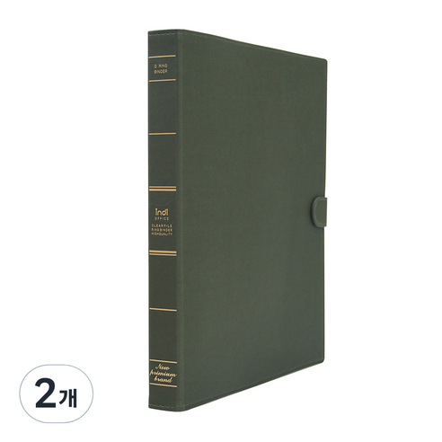 인디 가띠 O링 바인더 파일 3공, 올리브, 2개