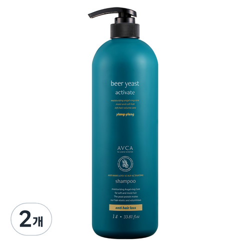 아브카 맥주효모 두피케어 탈모증상완화 샴푸 일랑일랑, 1000ml, 2개
