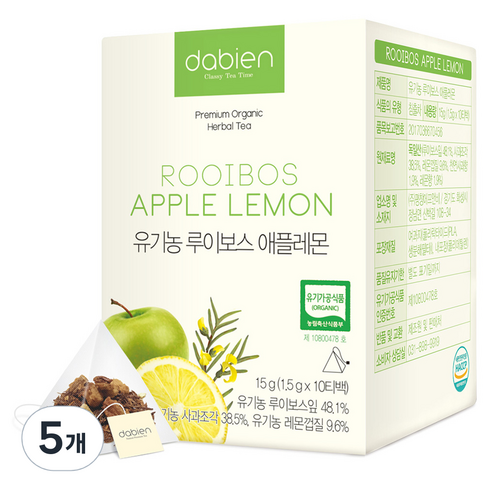 다비앙 유기농 루이보스 애플레몬 티, 1.5g, 10개입, 5개
