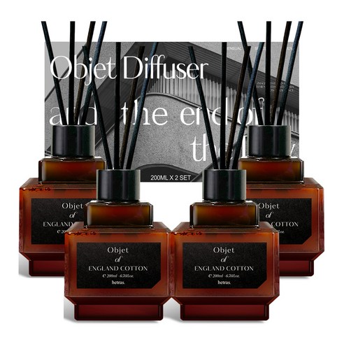 헤트라스 오브제 디퓨저 선물세트, 잉글랜드코튼, 200ml, 4개
