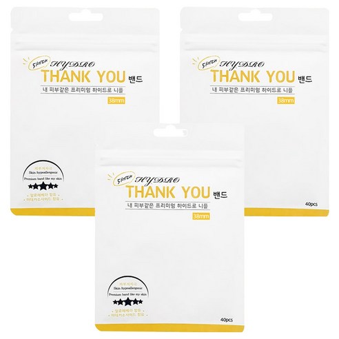 5세대 하이드로 땡큐 남여공용 니플밴드 38mm 40p, 3개
