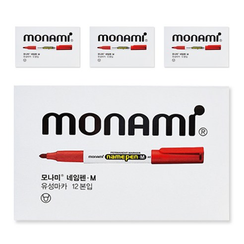 모나미 M 굵은 글씨용 네임펜, 적색, 48개입