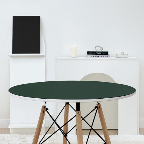 어나더 가죽식탁보 방수 원형, 블랙 + 그린, 지름 90cm, 1개