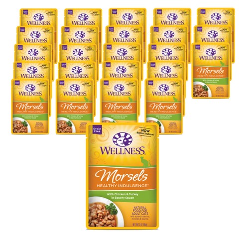 웰니스 고양이 헬시 인덜전스 머셀 습식사료 파우치, 24개, 85g, 닭+칠면조