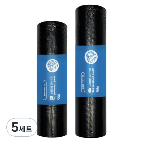 월드크린 위생롤백 검정 중형 200p + 대형 200p 세트, 혼합, 5세트