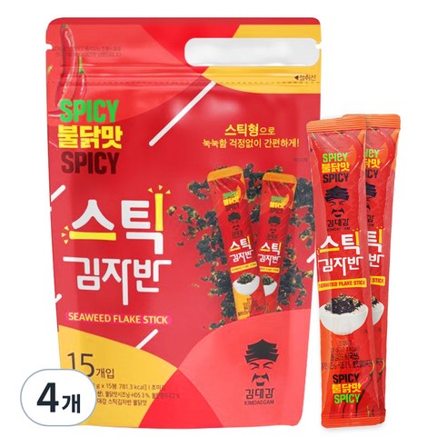 김대감 불닭맛 스틱 김자반 15p, 150g, 4개