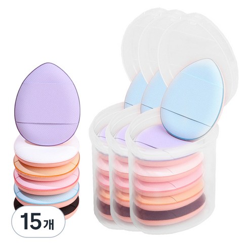 떼루와 초밀착 미니 물방울 에어 쿠션 퍼프 6p + 케이스, 15개, 랜덤발송