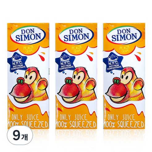 돈시몬 착즙 복숭아 백포도 주스, 200ml, 9개