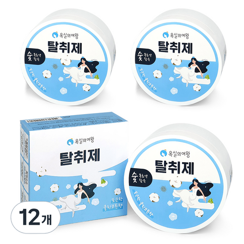 욕실의여왕 숯목초액함유 탈취제 클린코튼향 본품, 230g, 12개