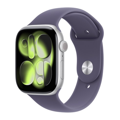 Apple 2025 애플워치 시리즈 11, 실버, 46mm, GPS+Cellular, 알루미늄,실버/퍼플 포그 스포츠 밴드, M/L