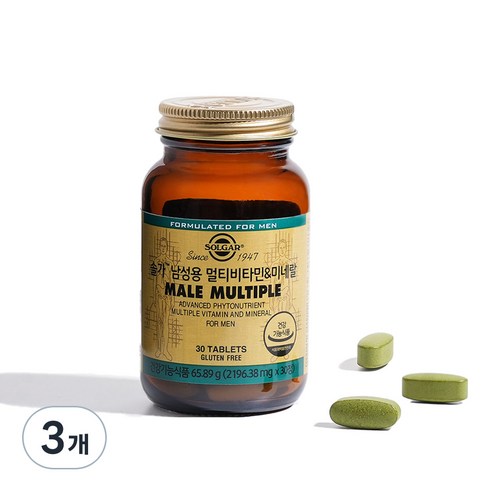 솔가 남성용 멀티비타민 & 미네랄 2196.38mg, 30정, 3개