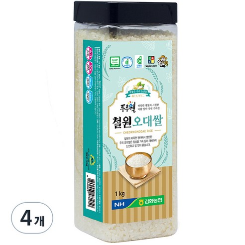 김화농협 GAP인증 두루웰 철원 오대쌀 백미, 1kg, 4개